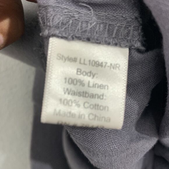 Allen Allen Pants Womens Large Gray Linen Wide Leg Pull On Casual Relaxed Fit - Picture 11 of 14